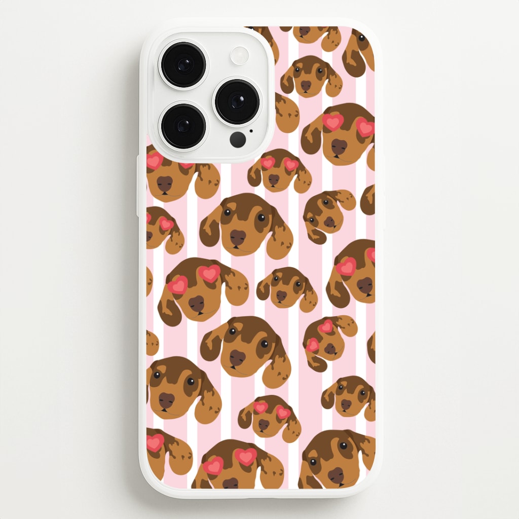 Stripes And Dachshunds Pattern Phone Case