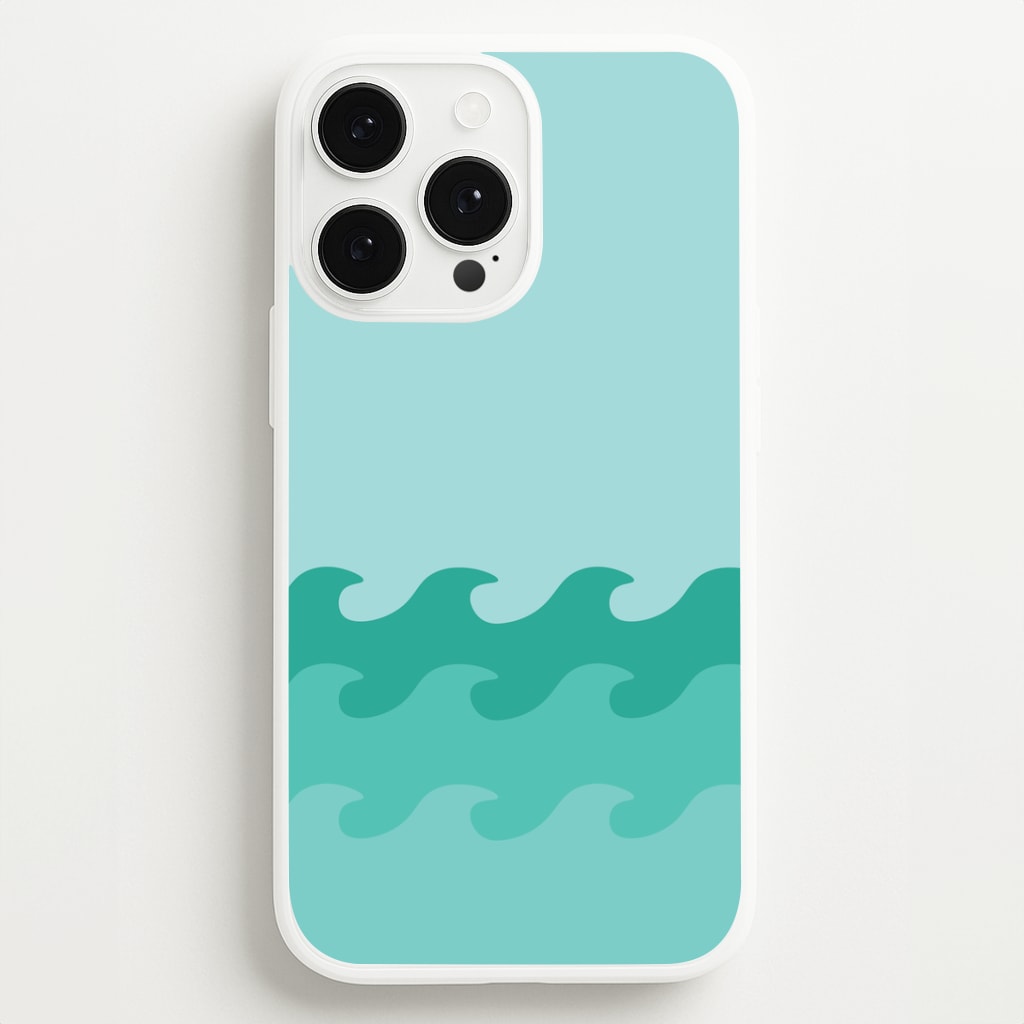 Cyan Beach Waves Pattern Phone Case