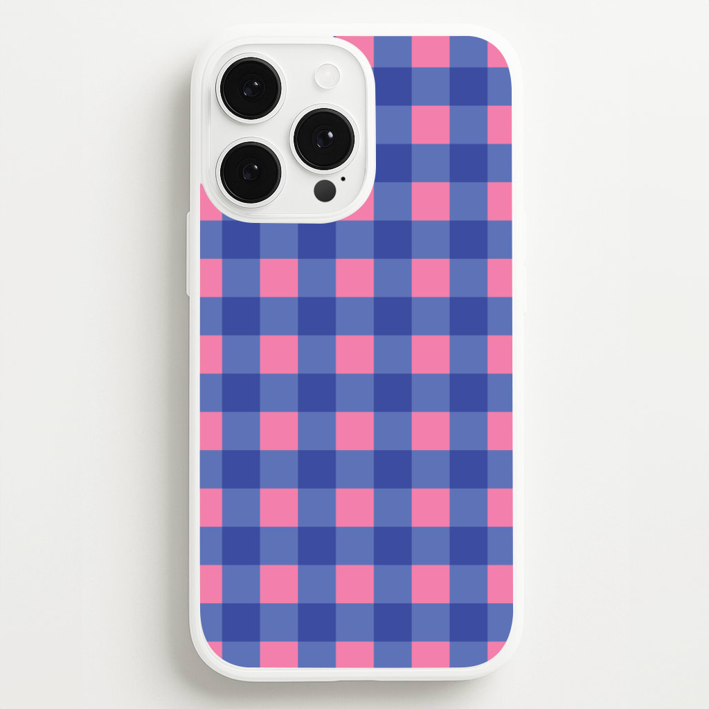 Pink And Blue Checkered Pattern Phone Case