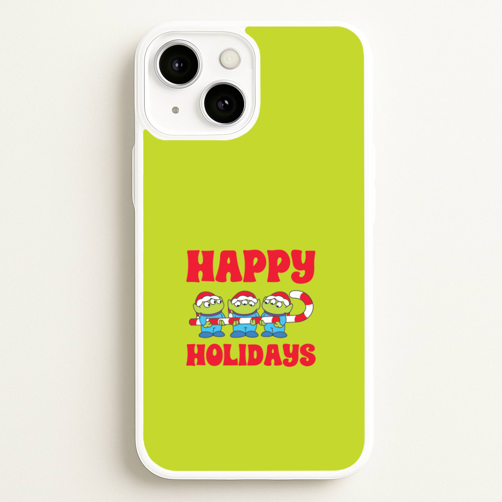 Happy Holidays Cute Green Aliens Phone Case