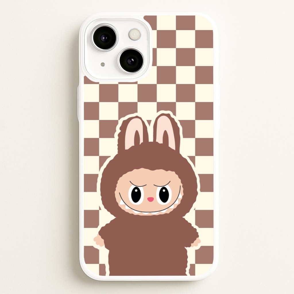 Checkered Cute Brown Monster Phone Case