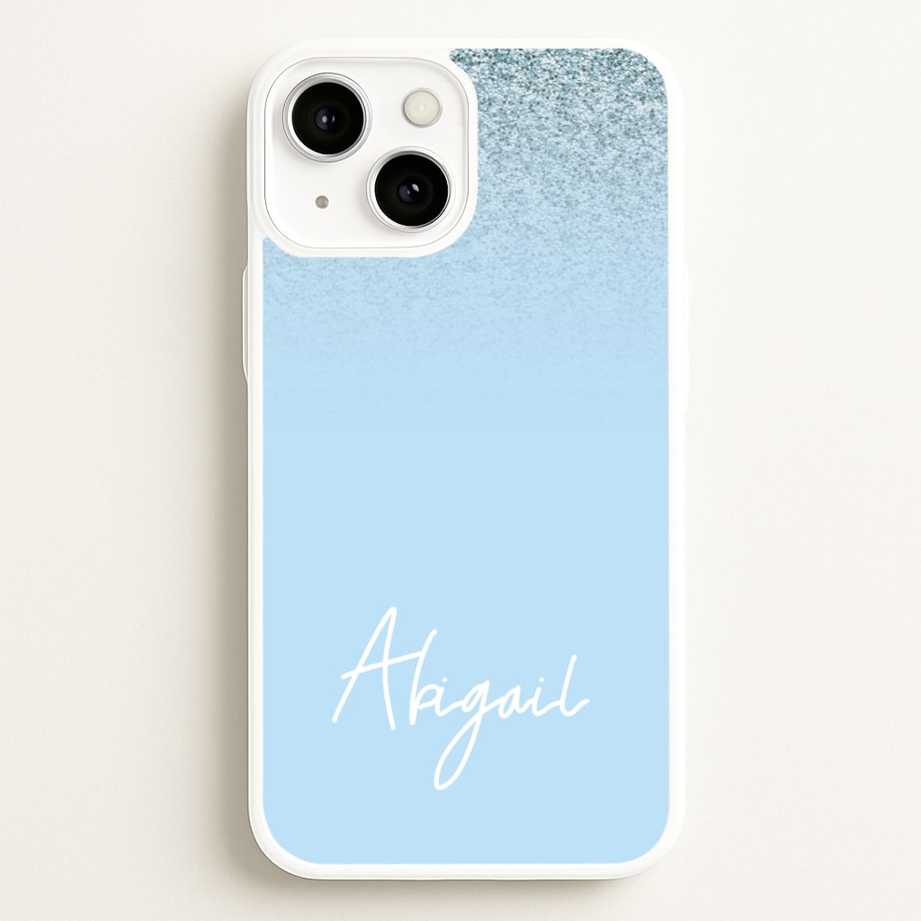 Blue Glitter Personalised Name Phone Case