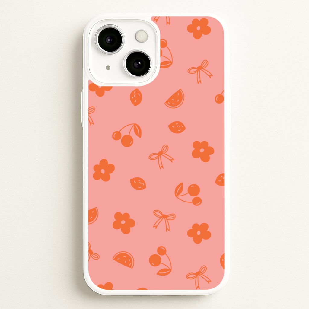 Coquette Orange Cherries Pattern Phone Case