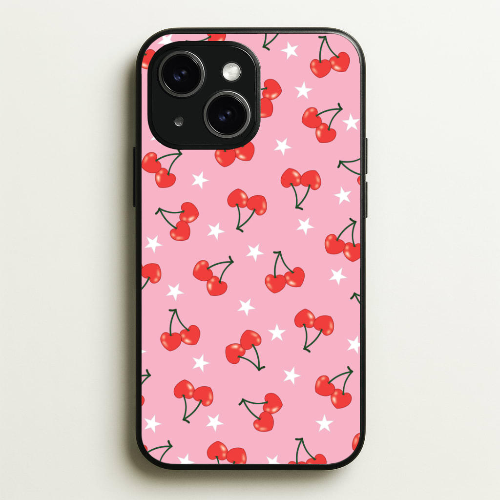 Heart Cherries And Stars Pattern Phone Case