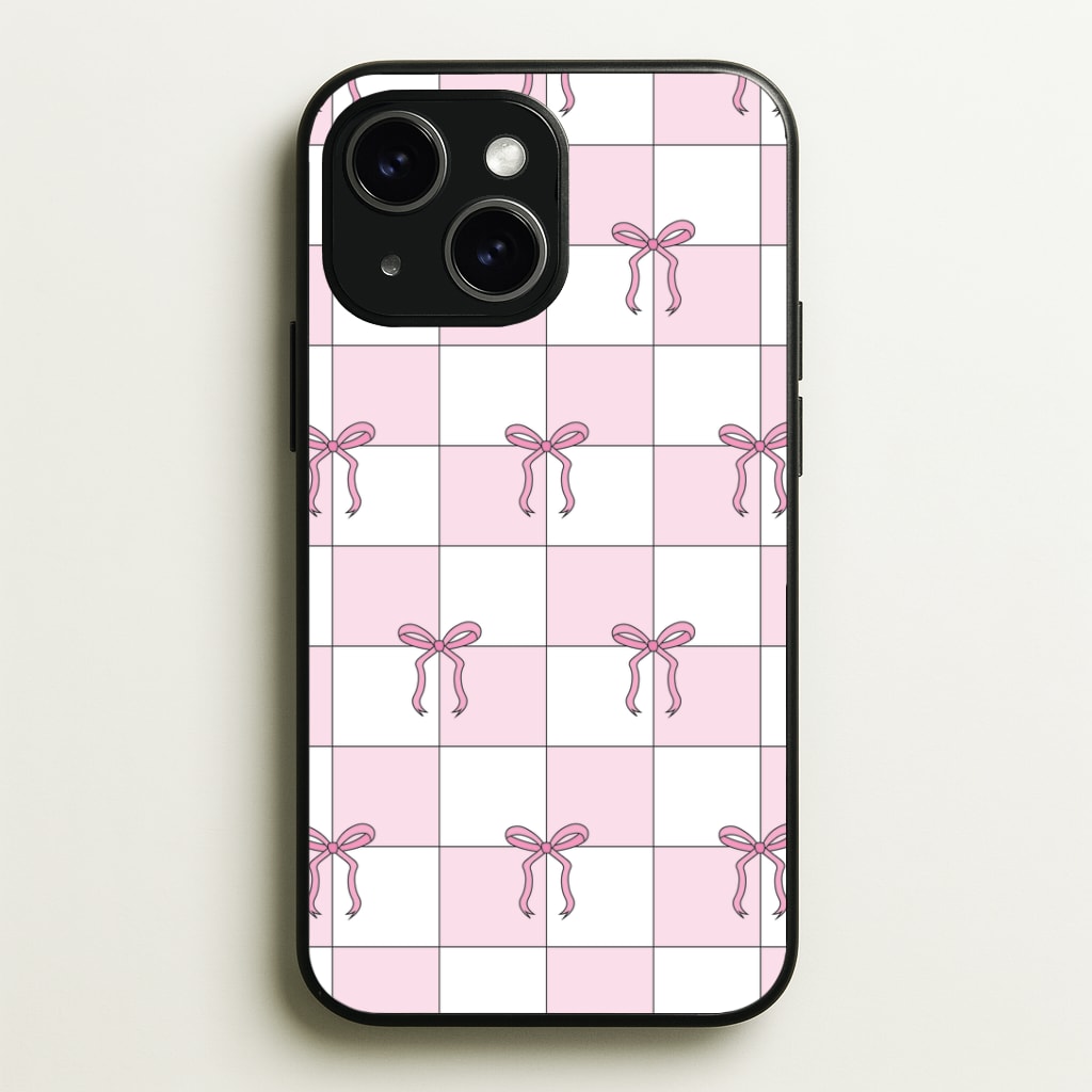 Checkered Pink Coquette Bows Phone Case