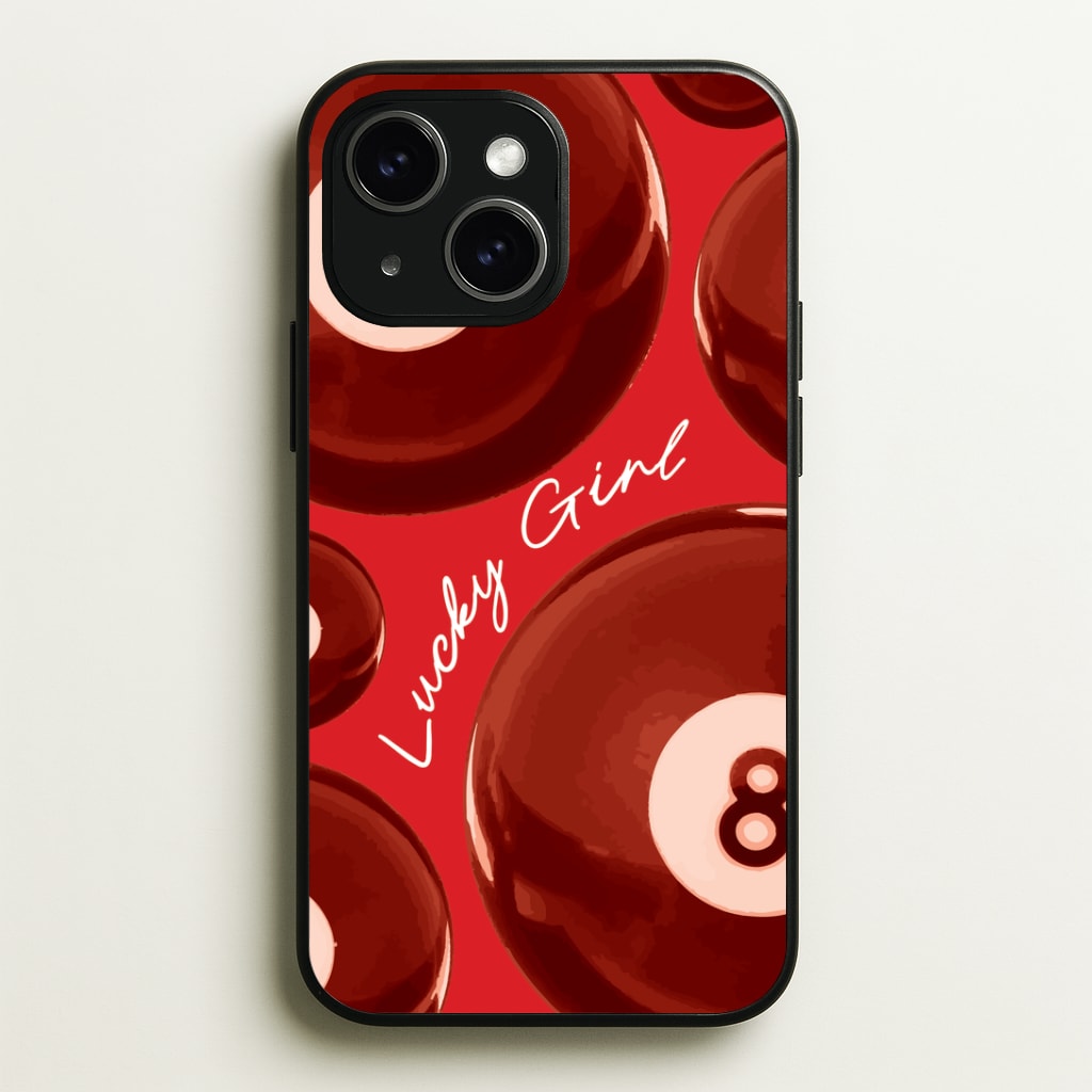 8-Ball Lucky Girl Pattern Phone Case