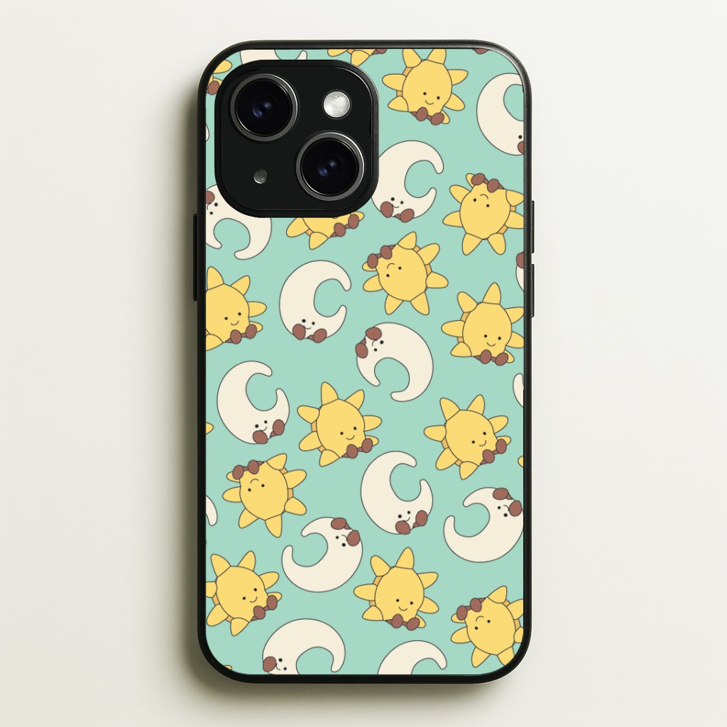 Stars And Moon Pattern - Plushy Phone Case