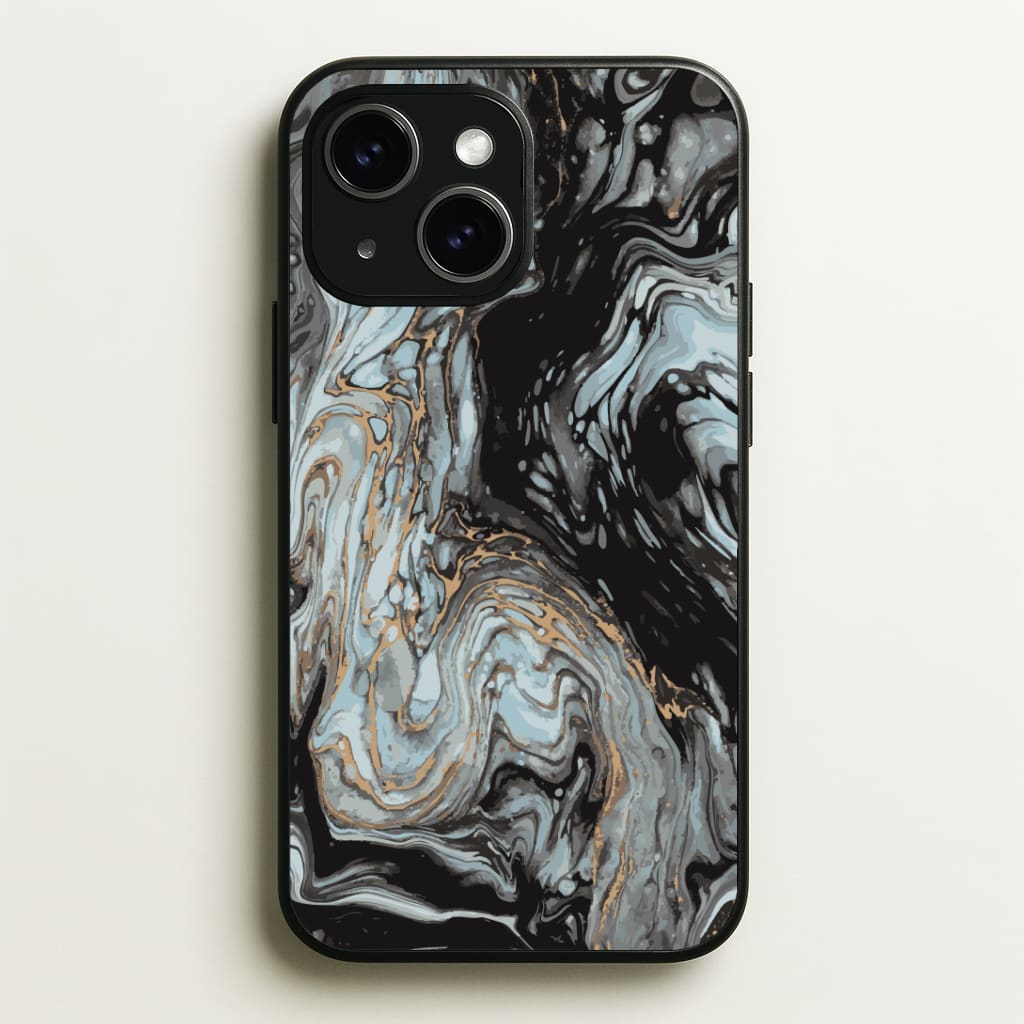 Black And Gold Cloudy Marble Phone Case