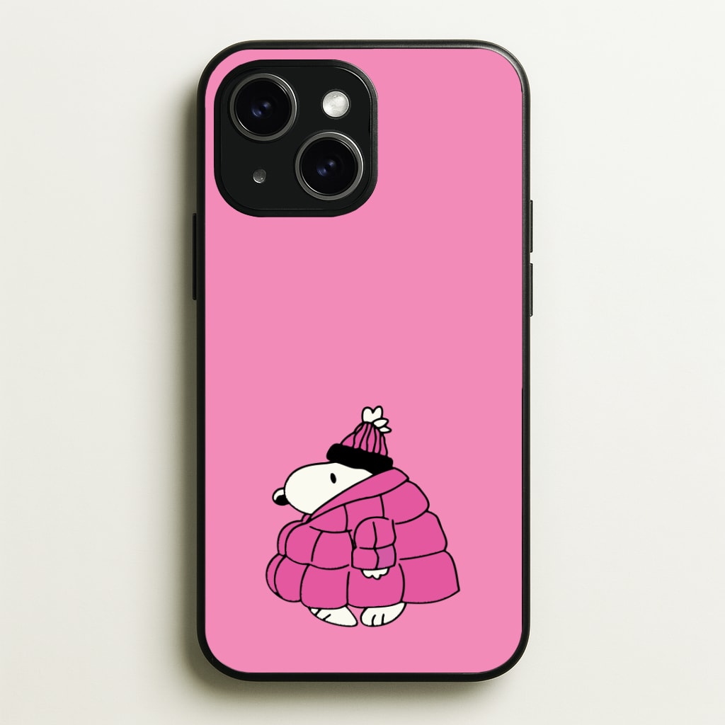 Cartoon Beagle Puffer Jacket Pink Phone Case