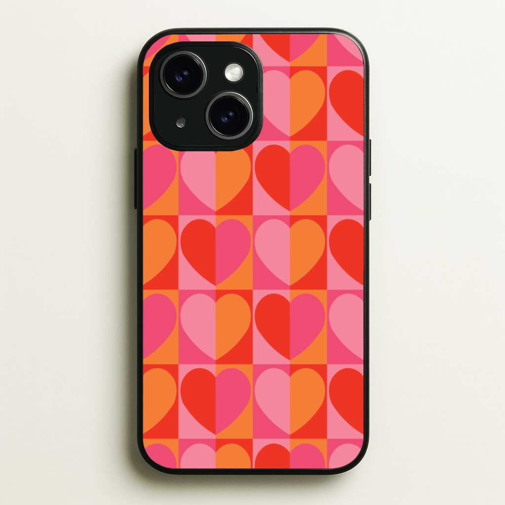 Sunset Hearts Pattern Phone Case