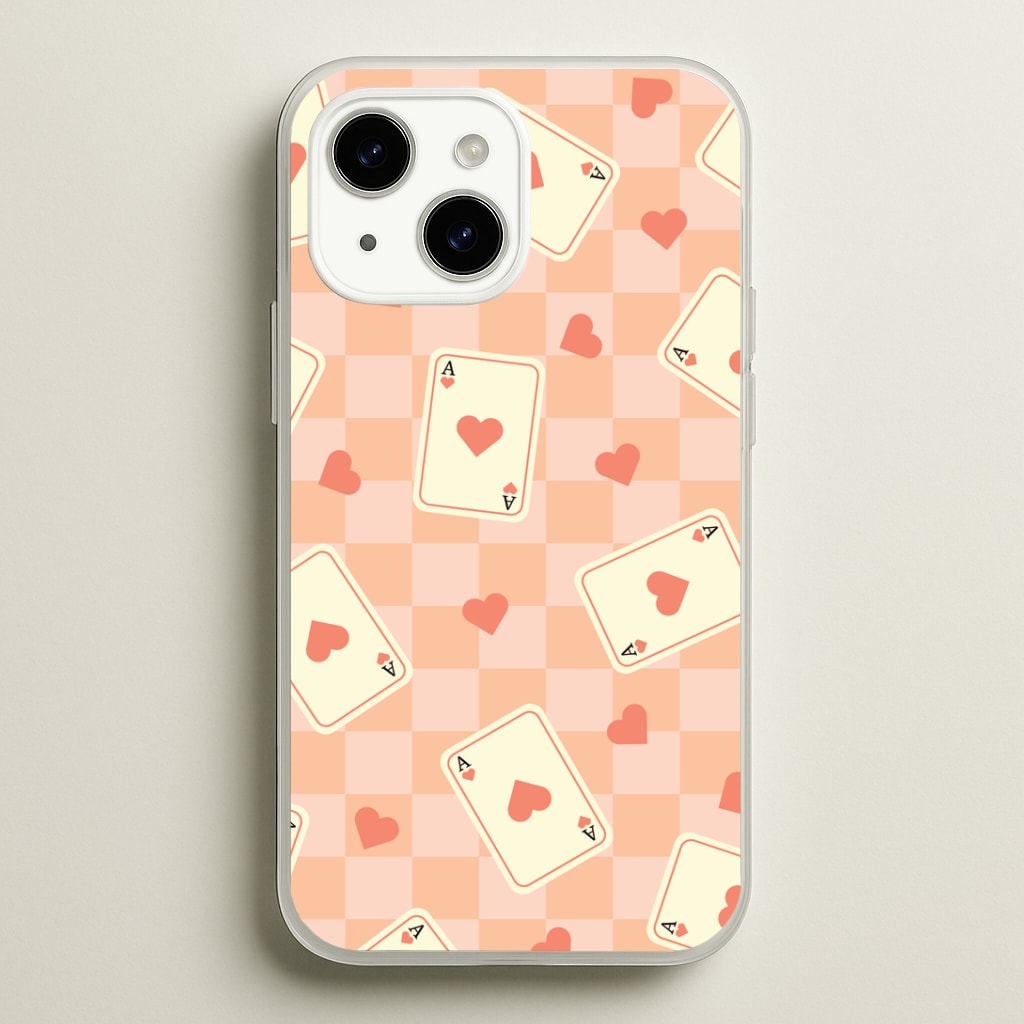 Cute Playing Cards And Hearts Pattern Phone Case