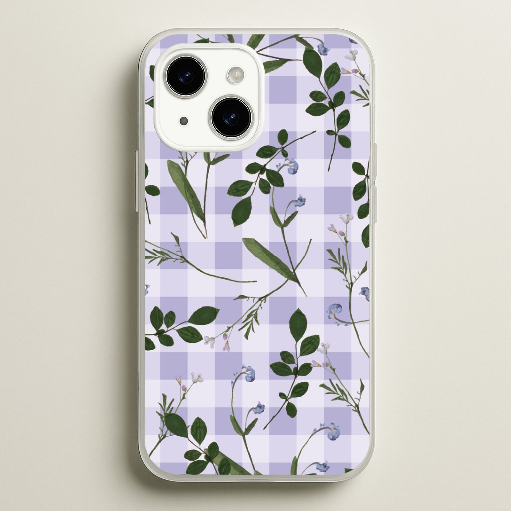 Checkered Pressed Flowers Pattern Phone Case