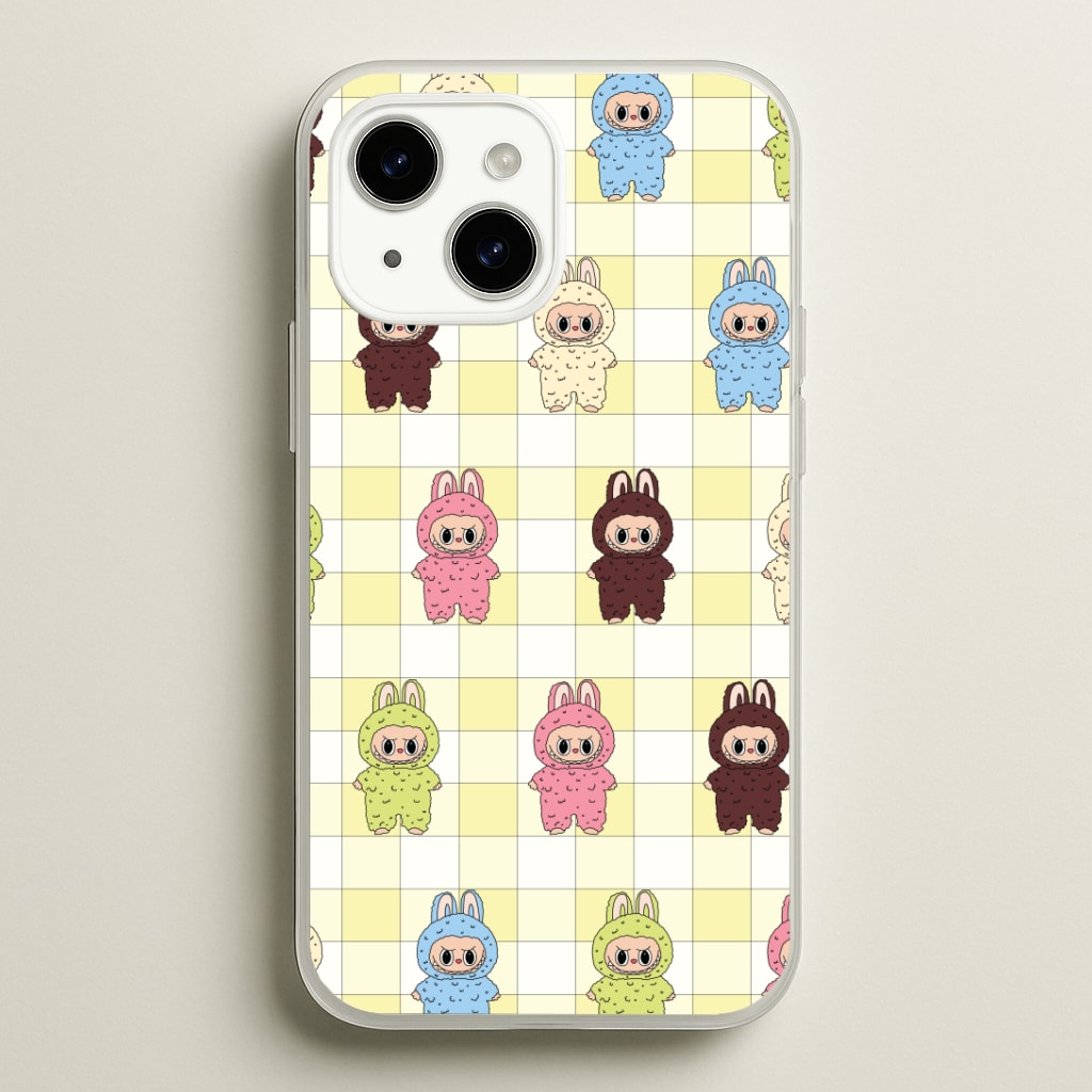 Cute Colourful Monsters Checkered Pattern Phone Case