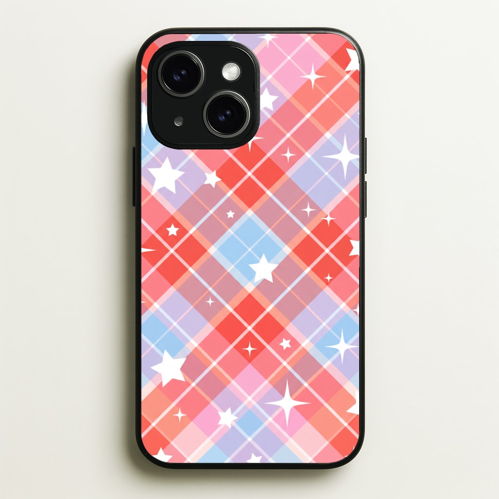 Coral Plaid Starfall Phone Case