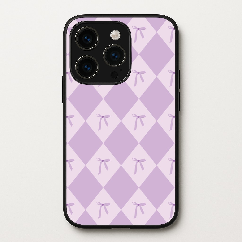 Purple Argyle Coquette Pattern Phone Case