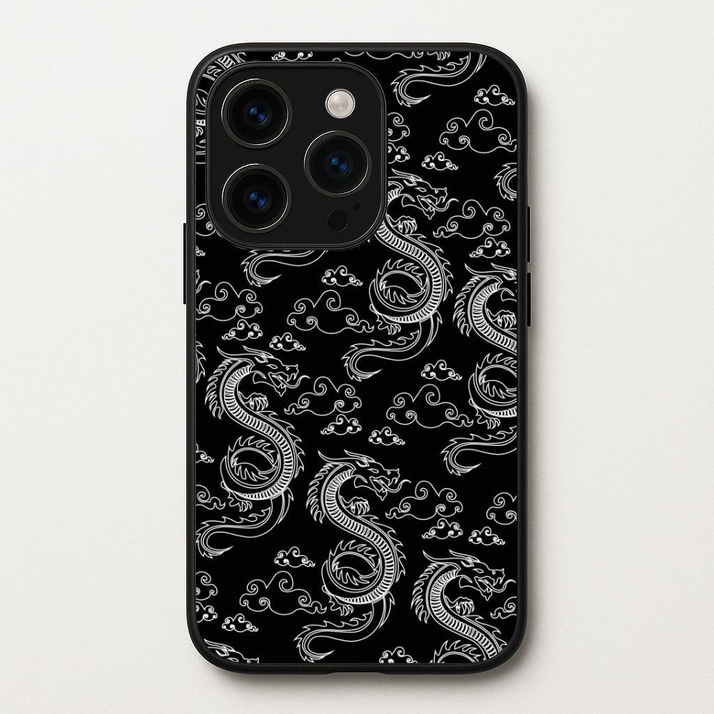 Black And White Dragon Pattern Phone Case
