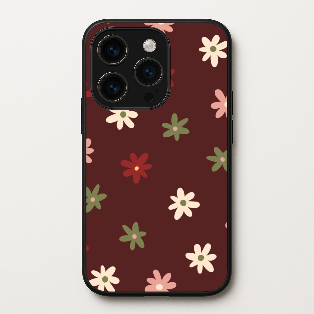 Dark Whimsical Flower Pattern Phone Case