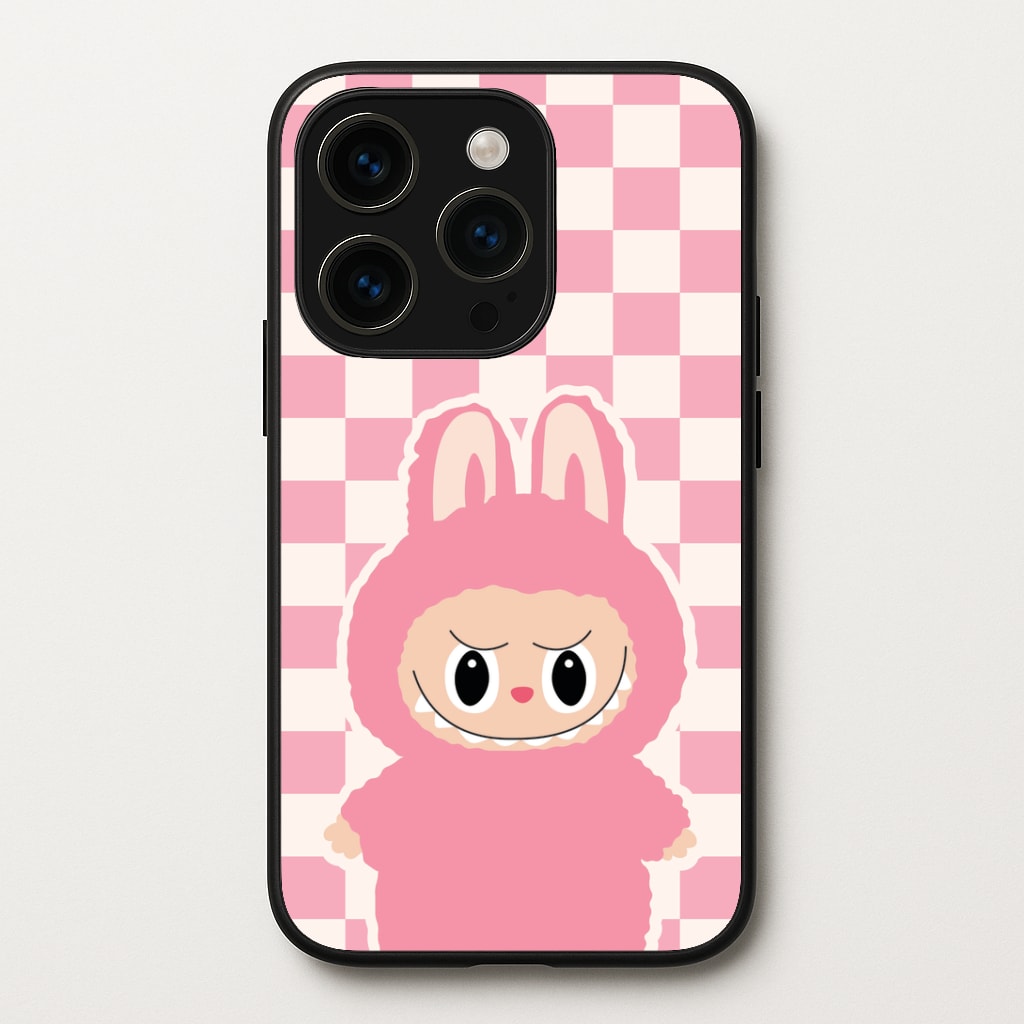 Checkered Cute Pink Monster Phone Case