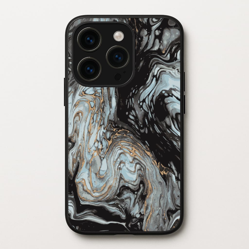 Black And Gold Cloudy Marble Phone Case
