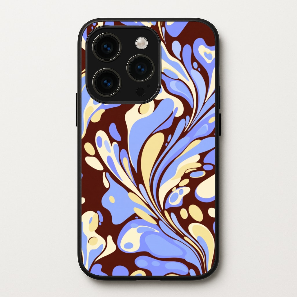 Blue, Yellow & Brown Marble Swirl Phone Case