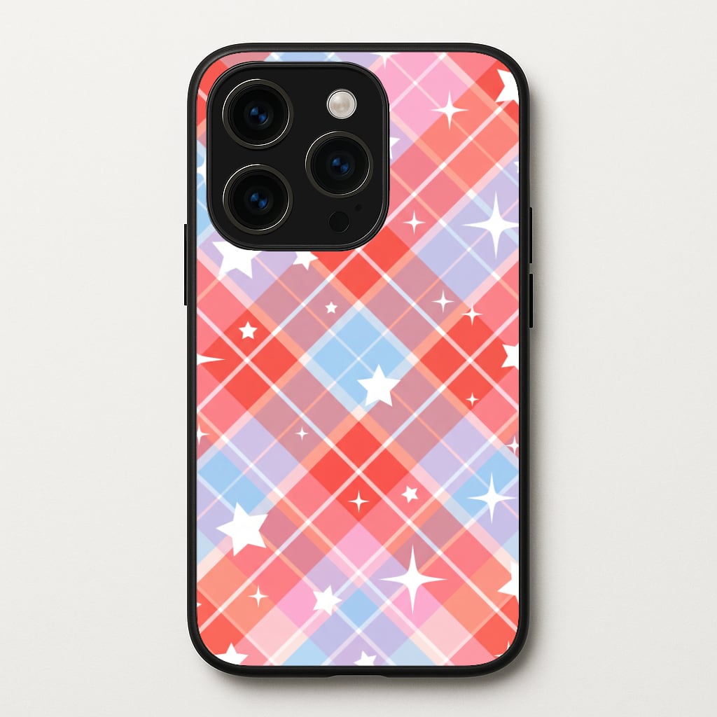 Coral Plaid Starfall Phone Case