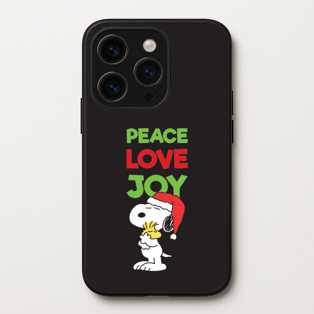 Peace, Love, Joy Christmas Cartoon Beagle Phone Case