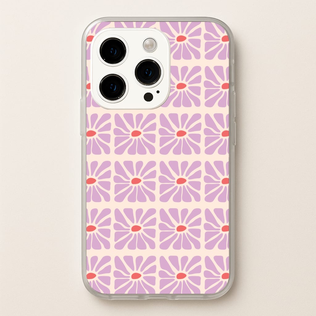 Square Abstract Flowers Mauve Phone Case