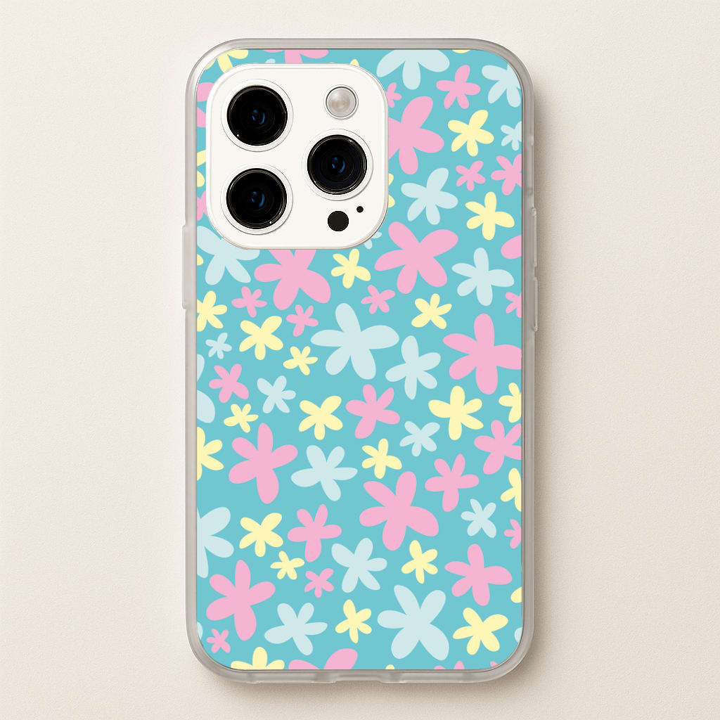 Blue, Pink And Yellow Flowers - Spring Patterns Phone Case