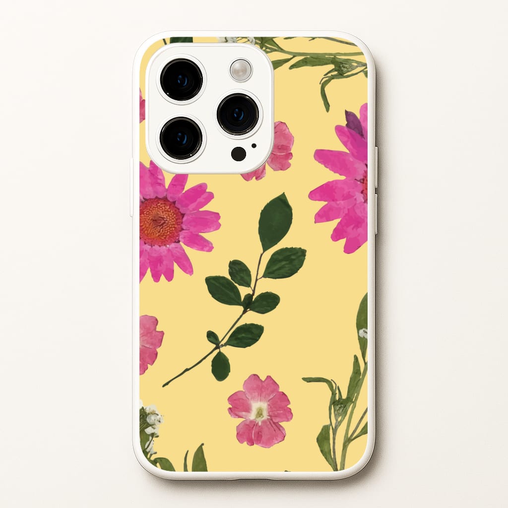 Pressed Plants Yellow Phone Case