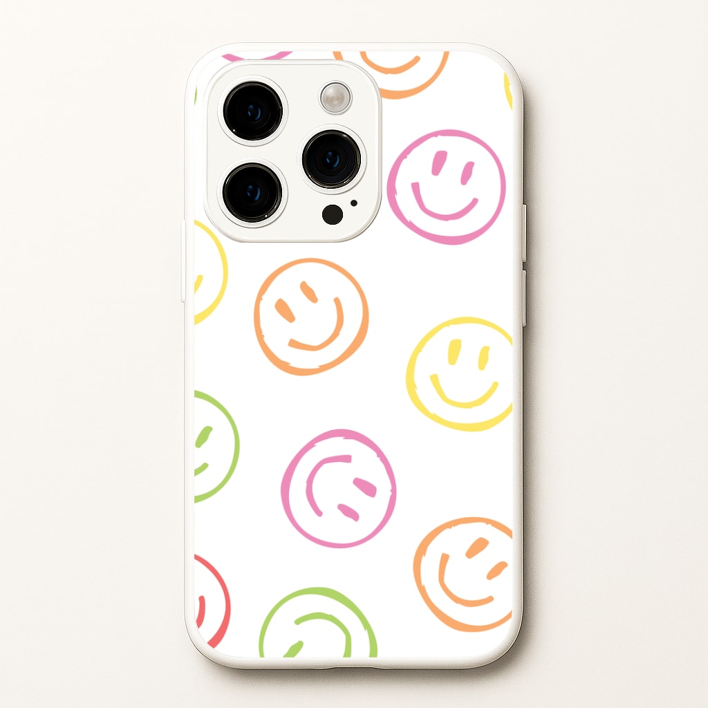 Colourful Sketched Smileys Pattern Phone Case