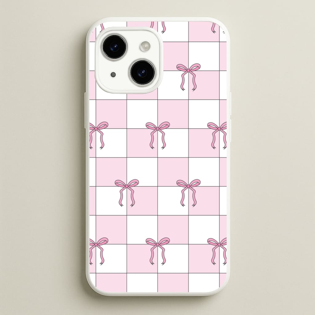 Checkered Pink Coquette Bows Phone Case