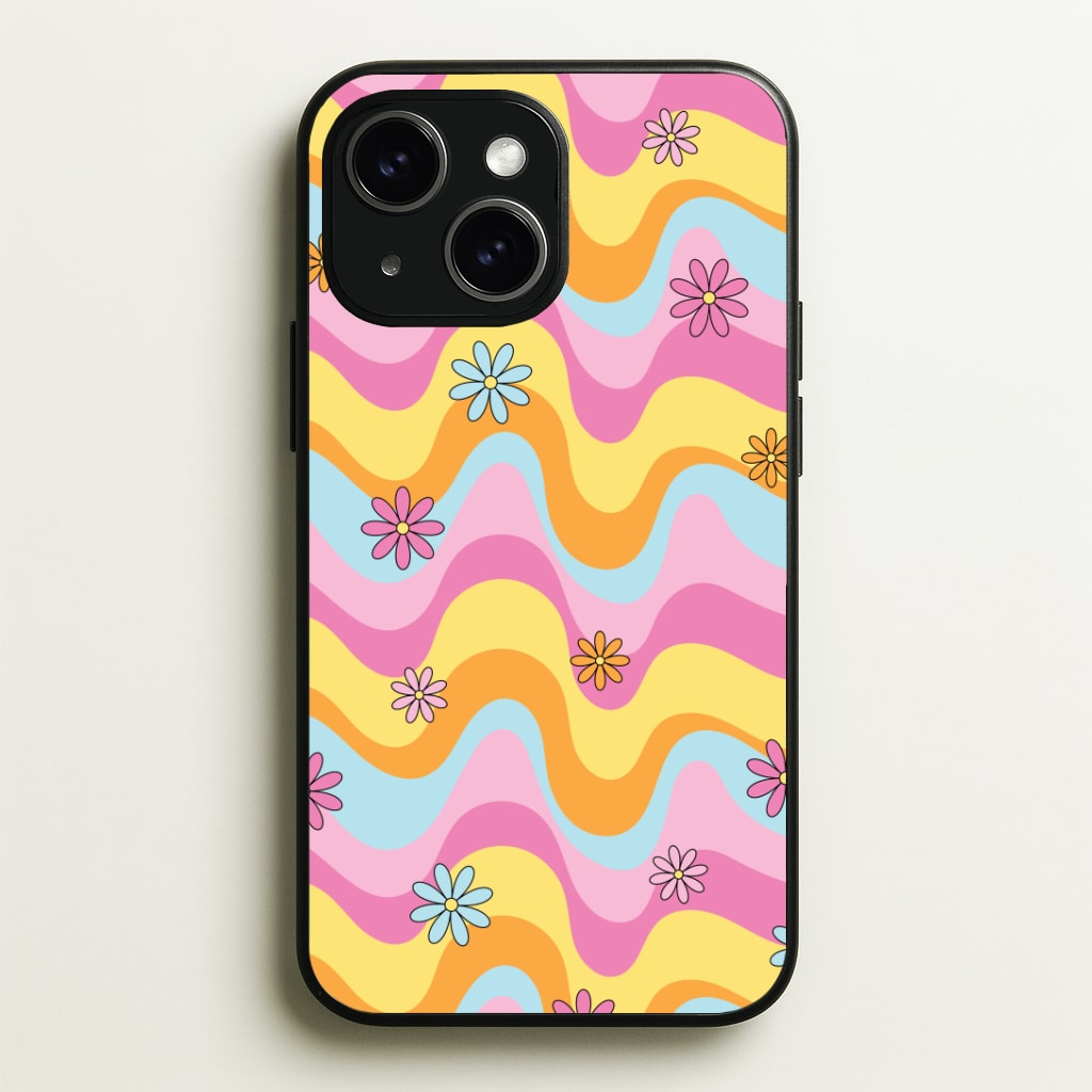 Summer Waves Retro Pattern Phone Case - iPhone 15 / Standard