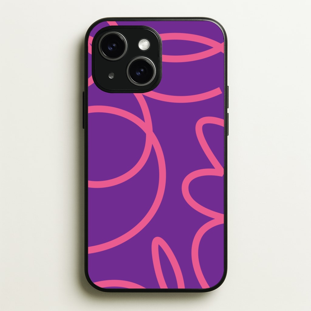 Pink Squiggles Abstract Pattern Phone Case - iPhone 15 / Standard