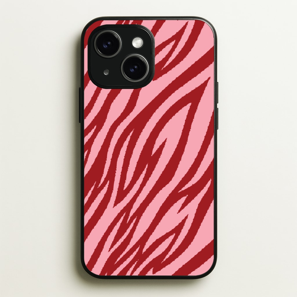 Red And Pink Tiger Print Phone Case - iPhone 15 / Standard