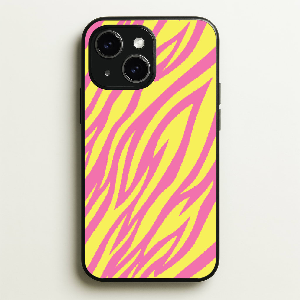 Neon Zebra Print Phone Case - iPhone 15 / Standard