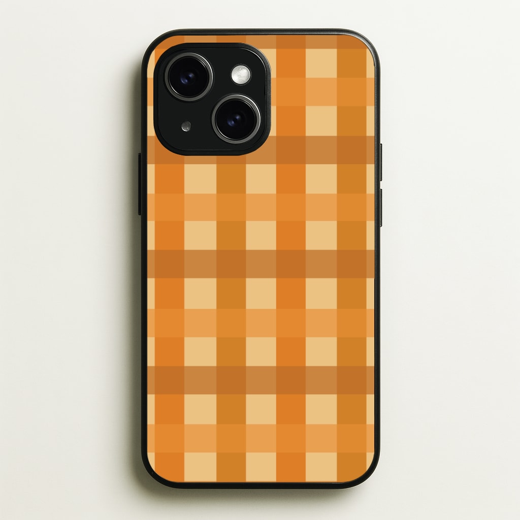 Orange Plaid Pattern- Autumn Phone Case - iPhone 15 / Standard