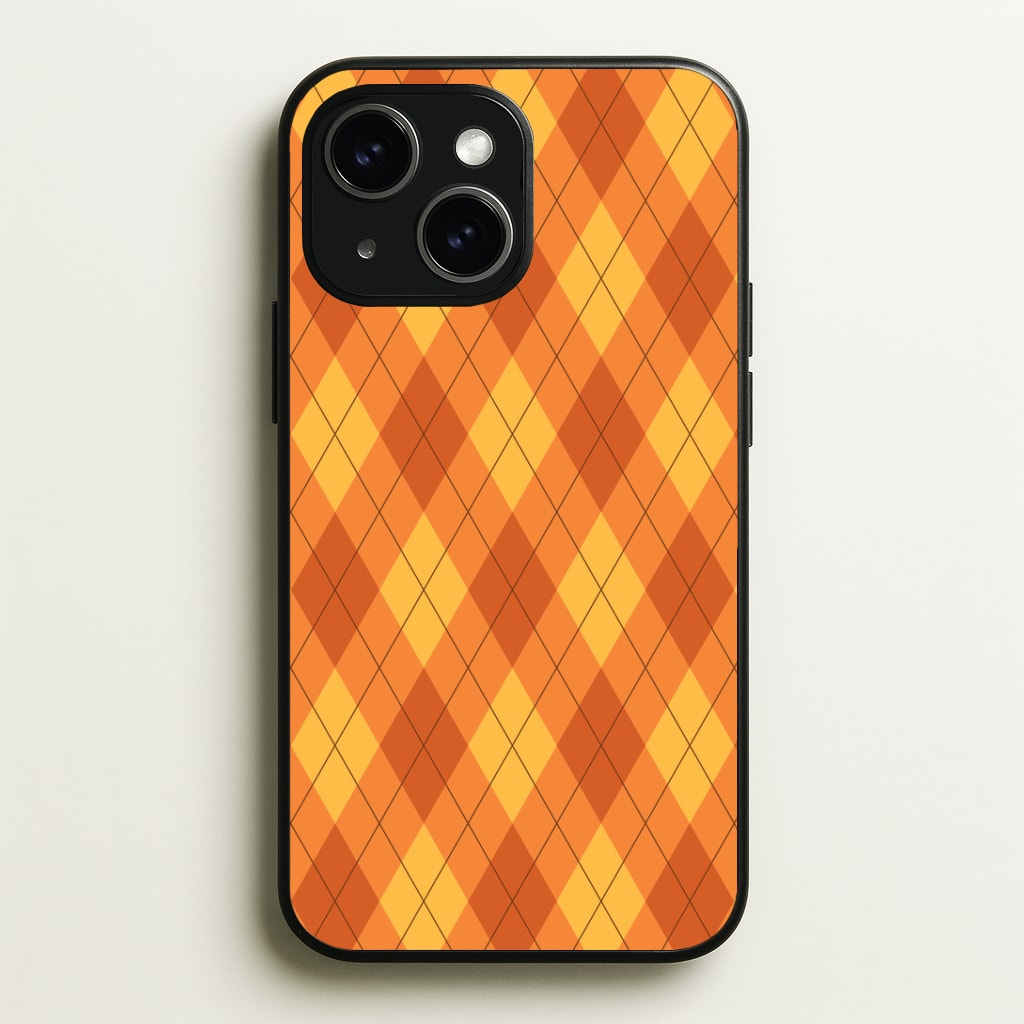 Orange Argyle Pattern Phone Case - iPhone 15 / Standard