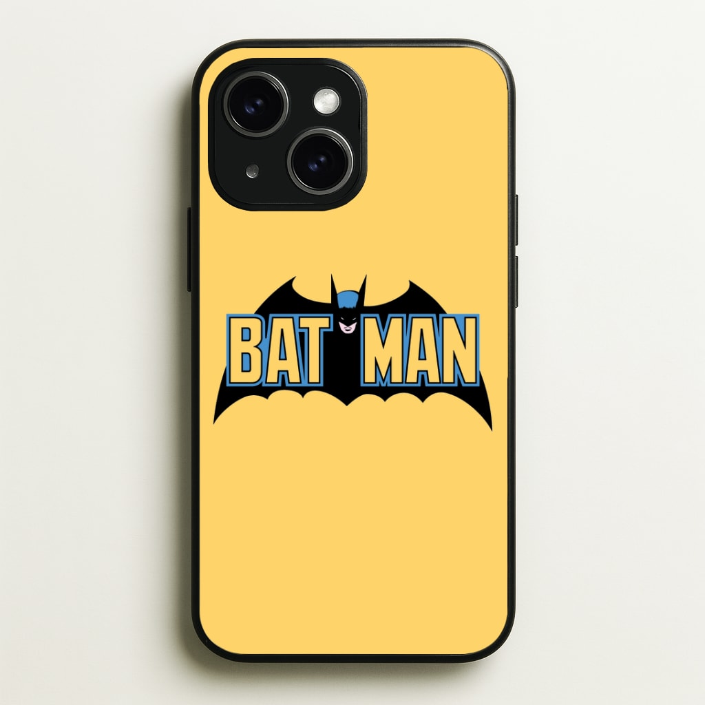 Yellow Bat Superhero Logo Phone Case - iPhone 15 / Standard