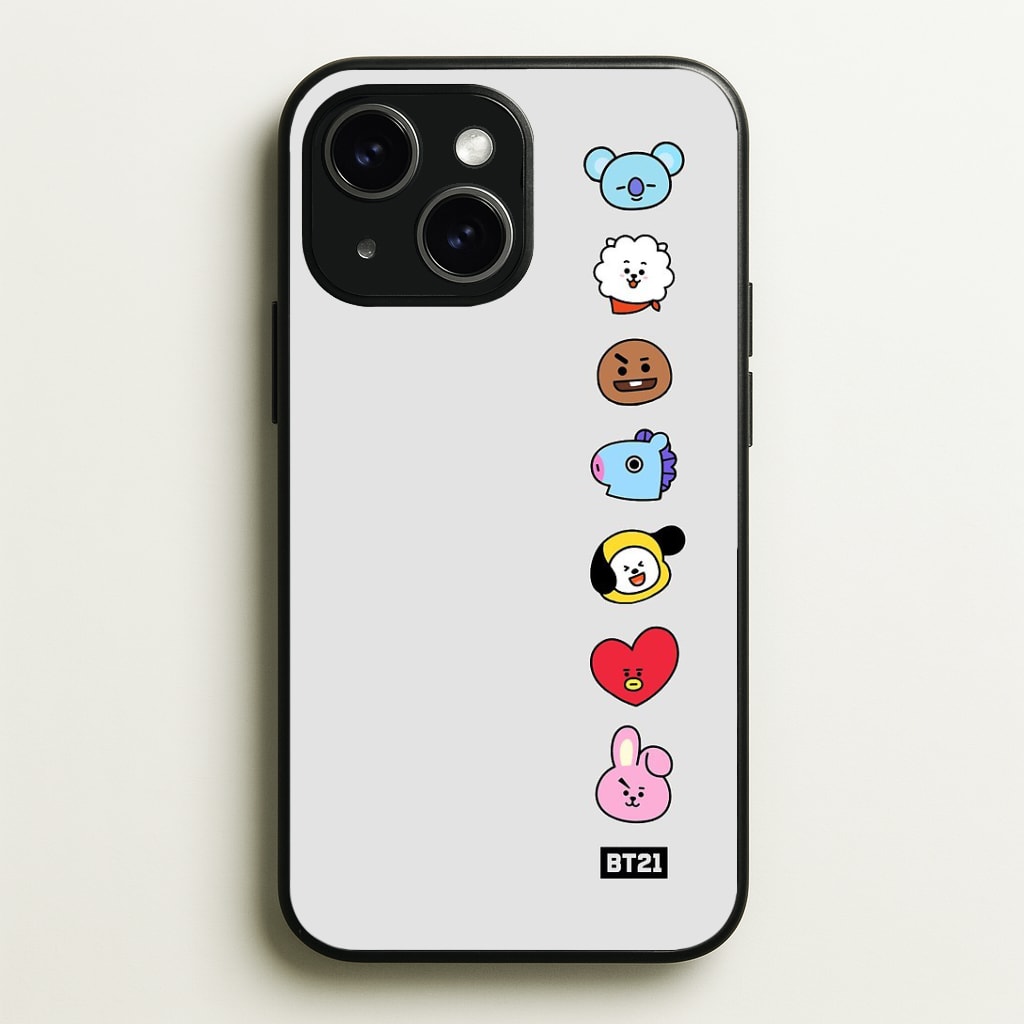 BT21 Vertical Faces - K Pop Phone Case - iPhone 15 / Standard