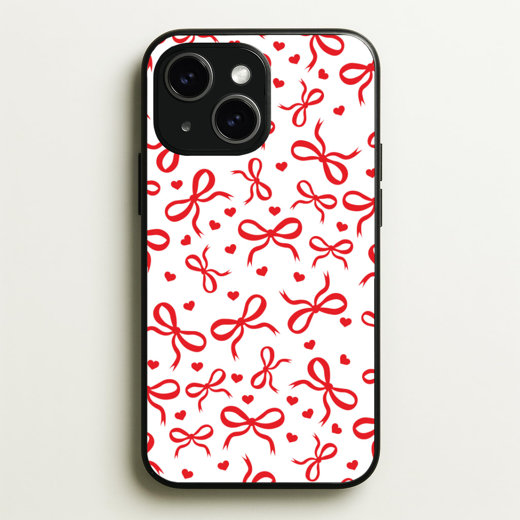 Coquette Bows And Hearts Red Phone Case - iPhone 15 / Standard