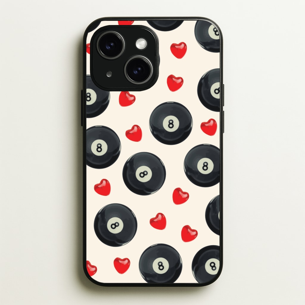 8-Balls And Hearts Pattern Phone Case - iPhone 15 / Standard