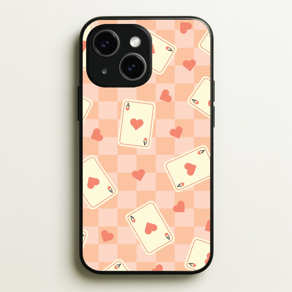 Cute Playing Cards And Hearts Pattern Phone Case - iPhone 15 / Standard