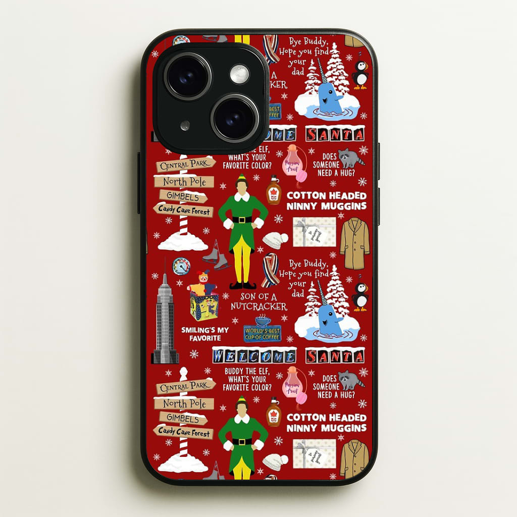 Red Elf Pattern Phone Case - iPhone 15 / Standard