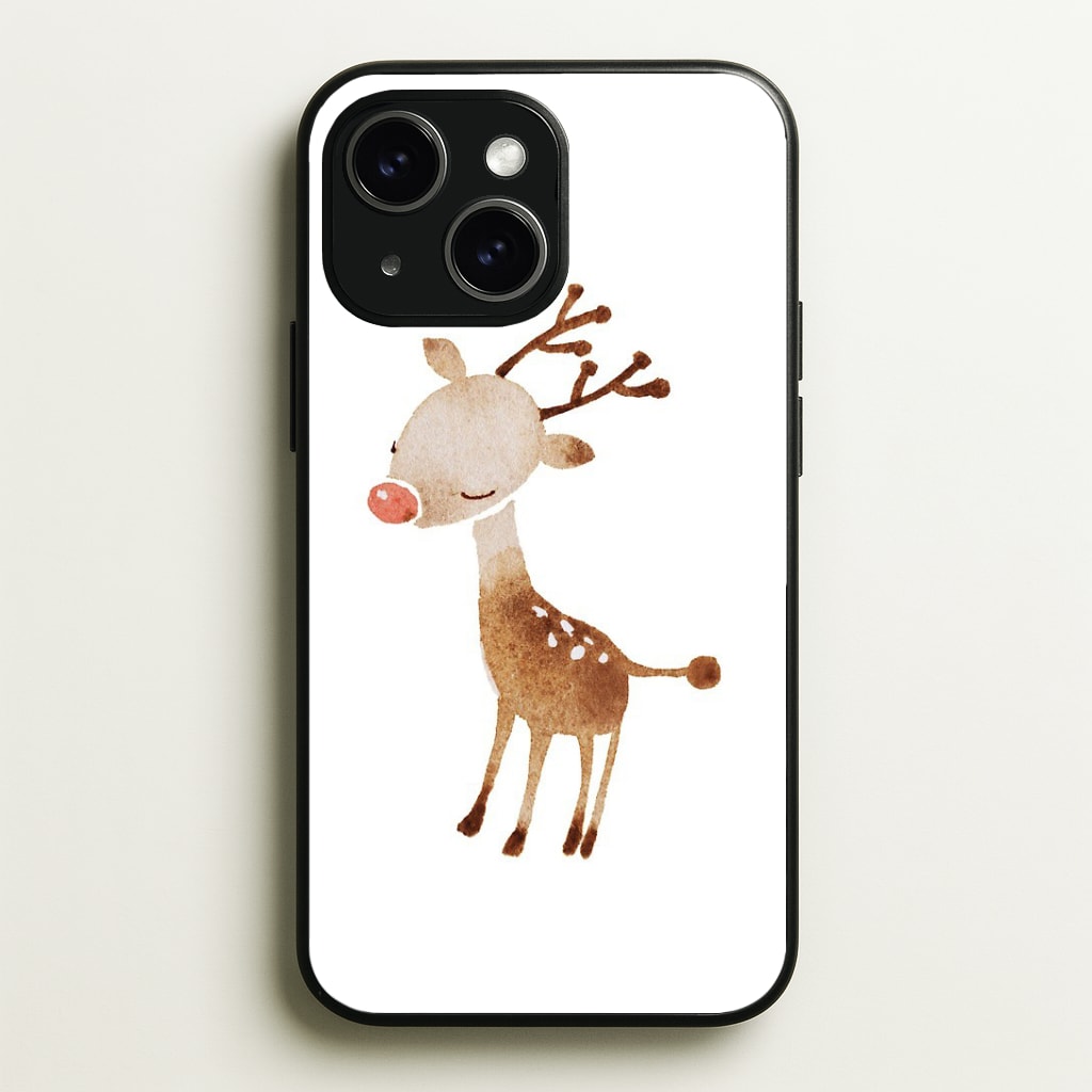 Watercolour Rudolph The Reindeer Phone Case - iPhone 15 / Standard