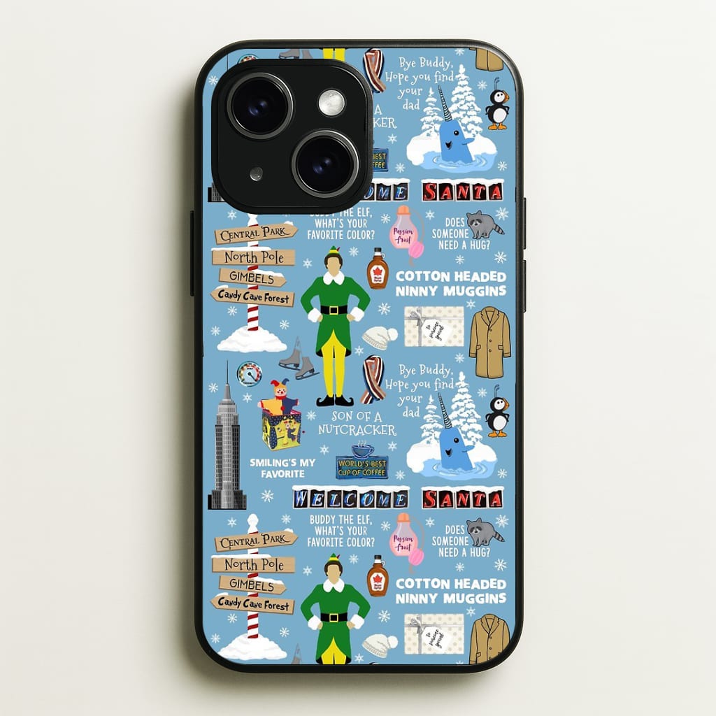 Blue Buddy The Elf Pattern Phone Case - iPhone 15 / Standard