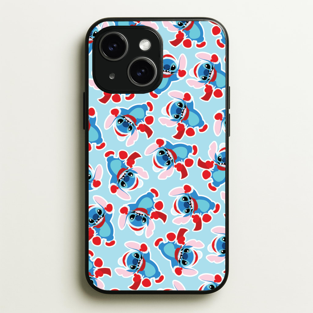 Blue Alien Christmas Pattern Phone Case - iPhone 15 / Standard