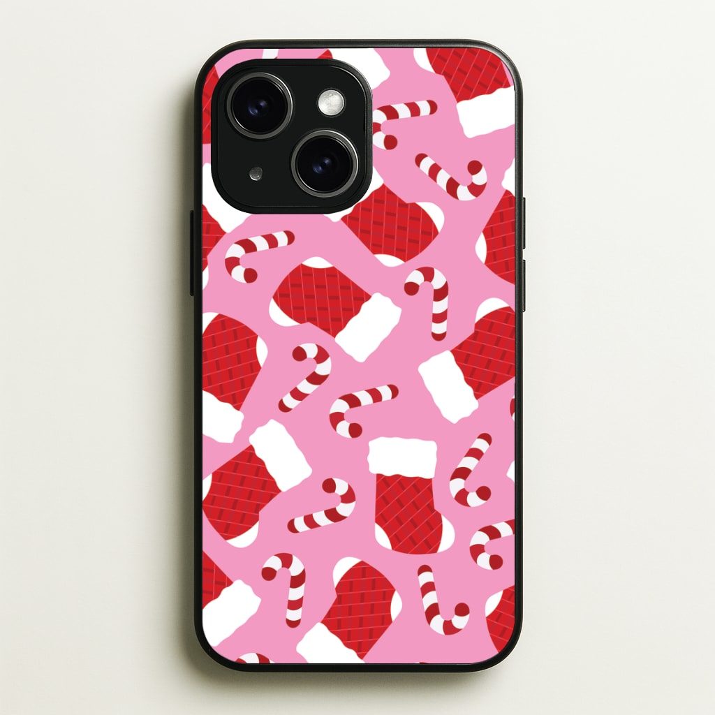 Pink Stocking Pattern Phone Case - iPhone 15 / Standard