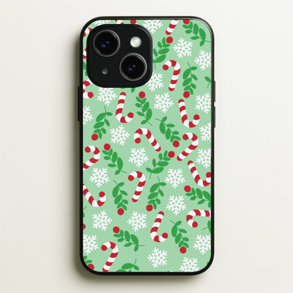 Snow Green Pattern Phone Case - iPhone 15 / Standard