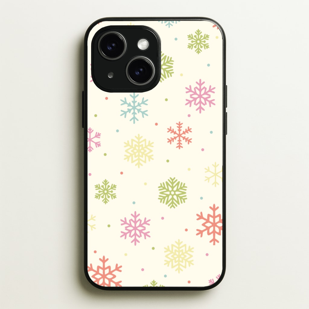 Pastel Snowflakes Pattern Phone Case - iPhone 15 / Standard