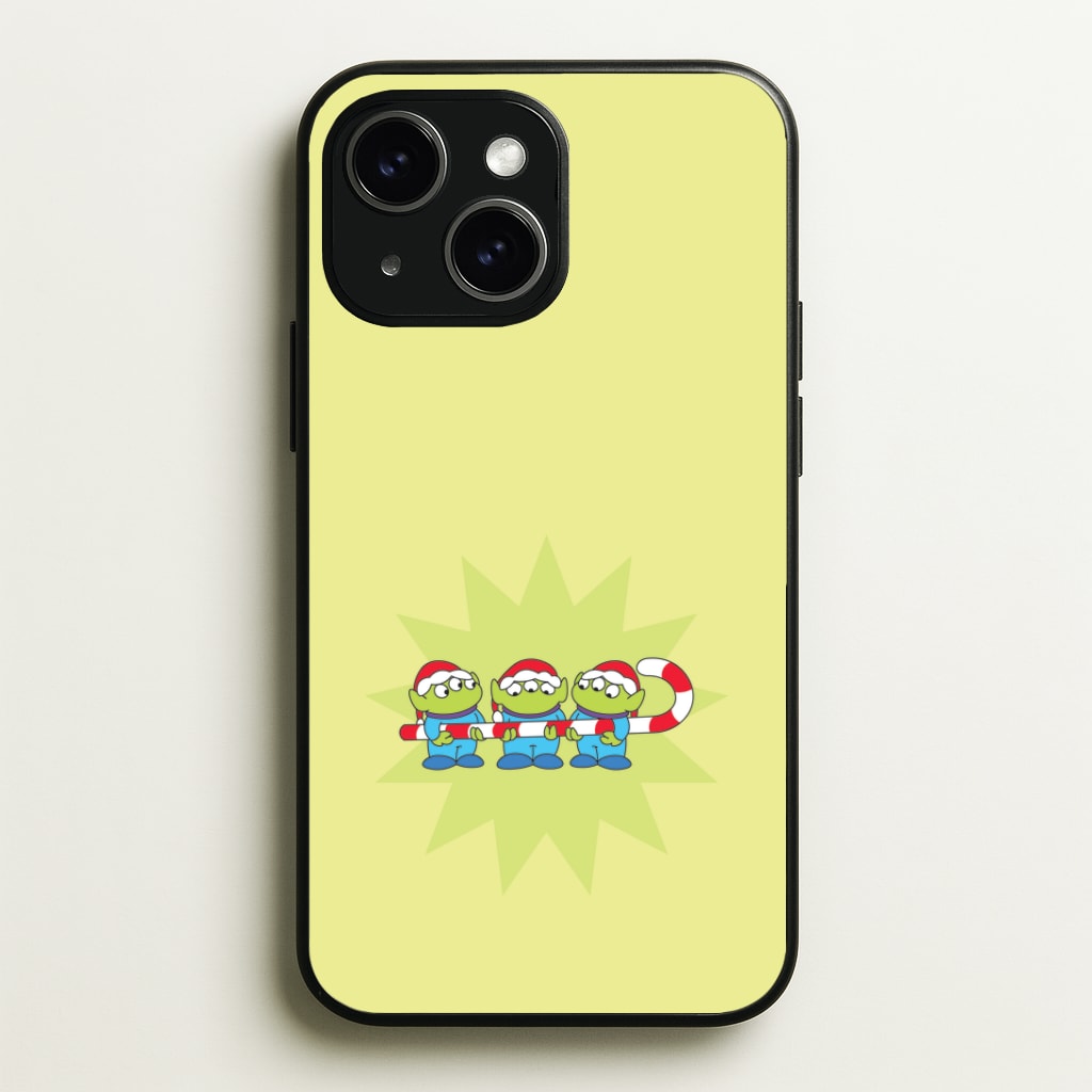 Cute Green Aliens Candycane Phone Case - iPhone 15 / Standard